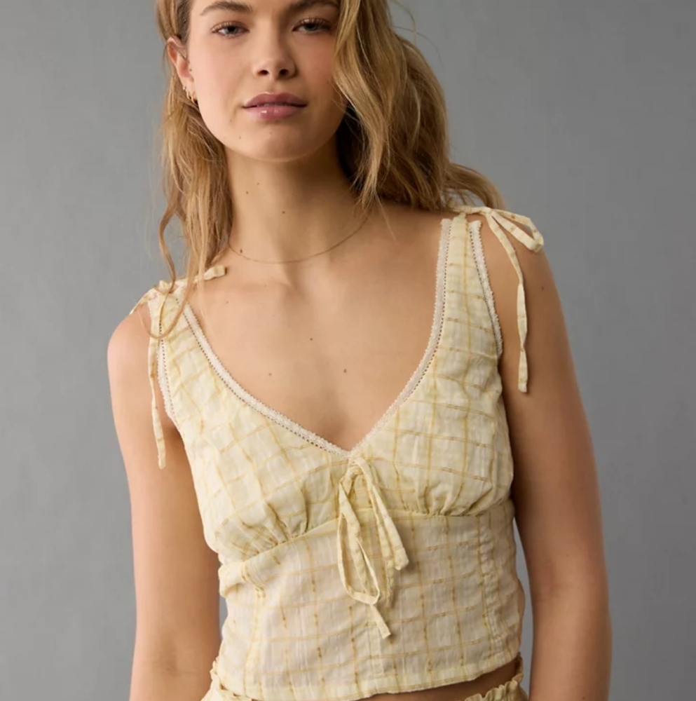 NWT! American Eagle Plaid Corset Top